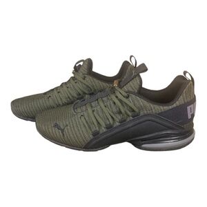 Men's Puma Olive Green Black Axelion Refresh Ridge Running Sneakers Active Sz